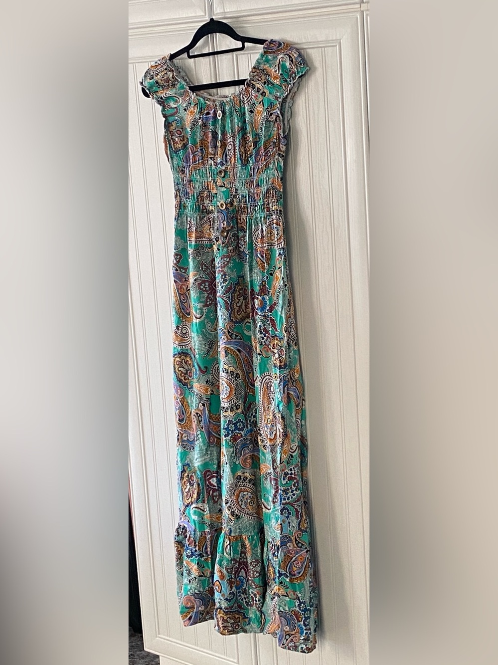 Bohemian Teal Paisley Maxi Dress